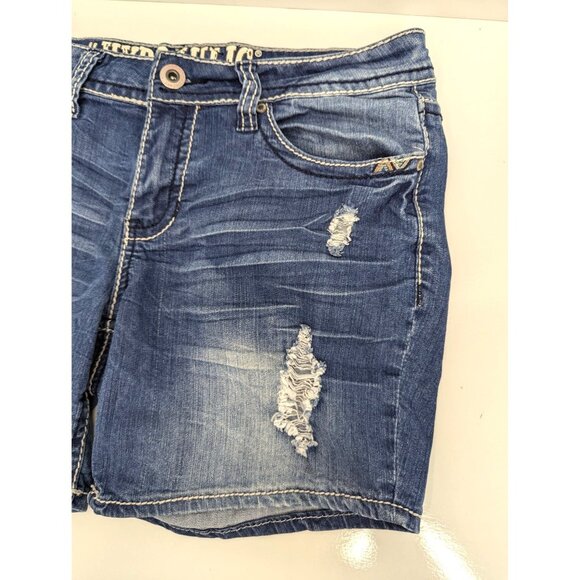 Hydraulic Sammie Boyfriend Women Jean Shorts Distressed Embroidered Size 7/8 - Picture 3 of 9
